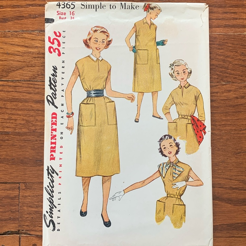 Simplicity 4365 Dress Sewing Pattern Size 16 Bust 34